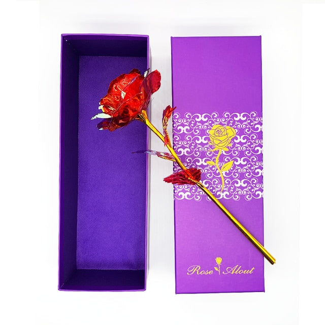 LED Enchanted Galaxy Rose Eternal 24K Gold Foil Flower with Fairy String Lights In Dome for Christmas Valentine's Day Gift