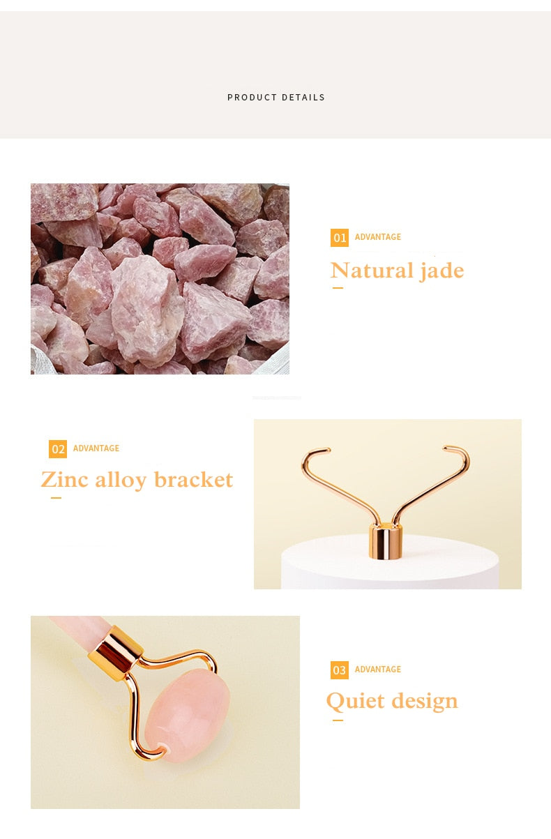 high-quality Quartz Jade Roller Massager For Face Body Anti-aging Natural Stone Guasha Scraper Massage tools