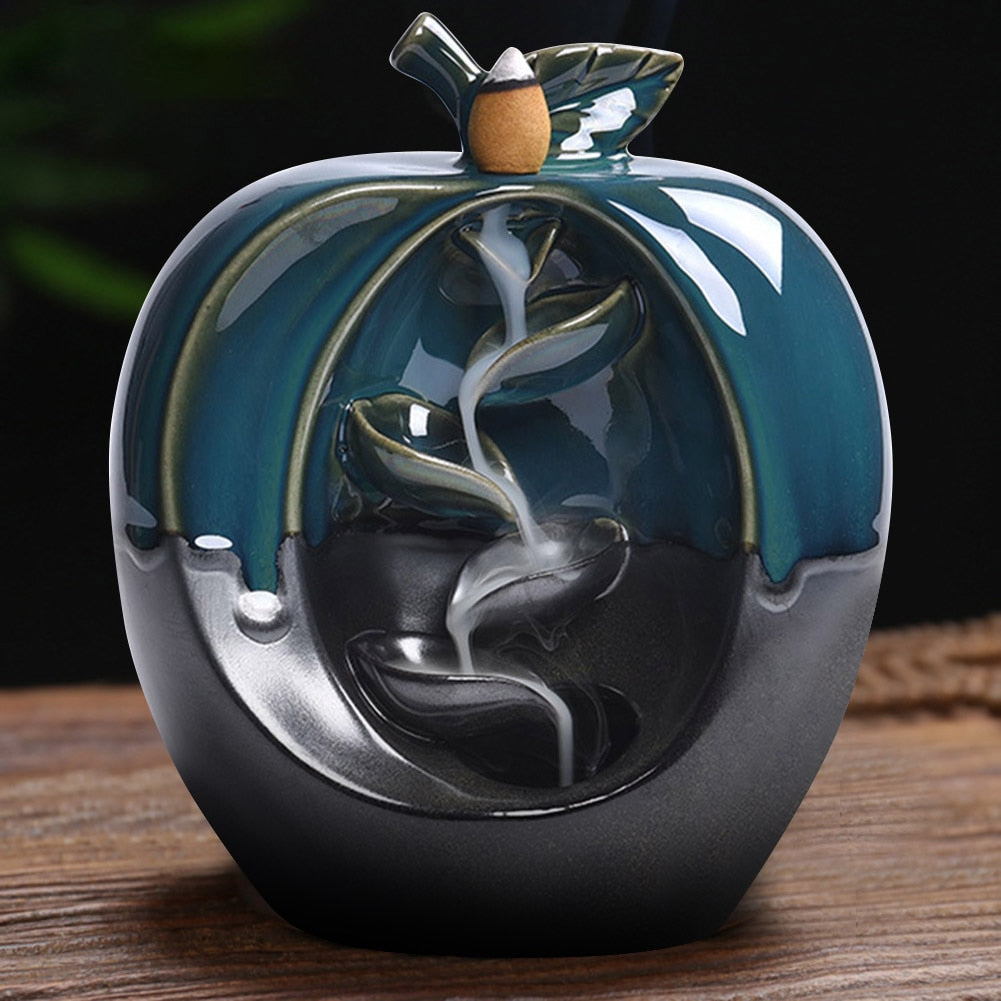 Backflow Incense Ceramic Burner Fragrance Holder Aromatherapy Furnace Home Decor Backflow Waterfall Smoke Incense Burner