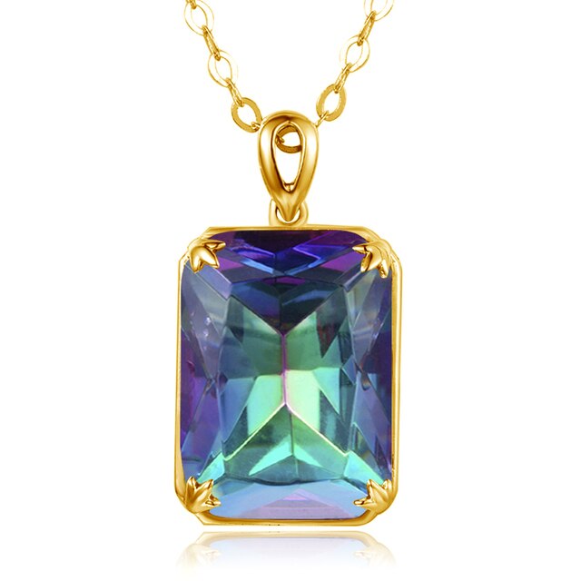 Edel Schmuck, Famous Brand Yellow Cristal Gemstone 14K Gold Silver Pendant 925 Sterling Silver Pendants Necklace Trendy Fine Jewelry Accessory