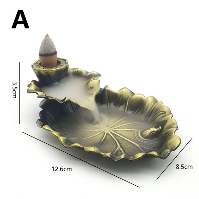 Lotus Leaf Backflow Stick Incense Burner Teahouse Burner Censer Ceramic Home Buddhist Hall Office Incense Decor Desktop Ornament