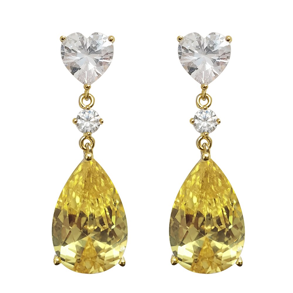 Edel Schmuck, CAOSHI Delicate Young Lady Drop Earrings with Bright Yellow Crystal Fashion Female Wedding Accessories Exquisite Jewelry Gift