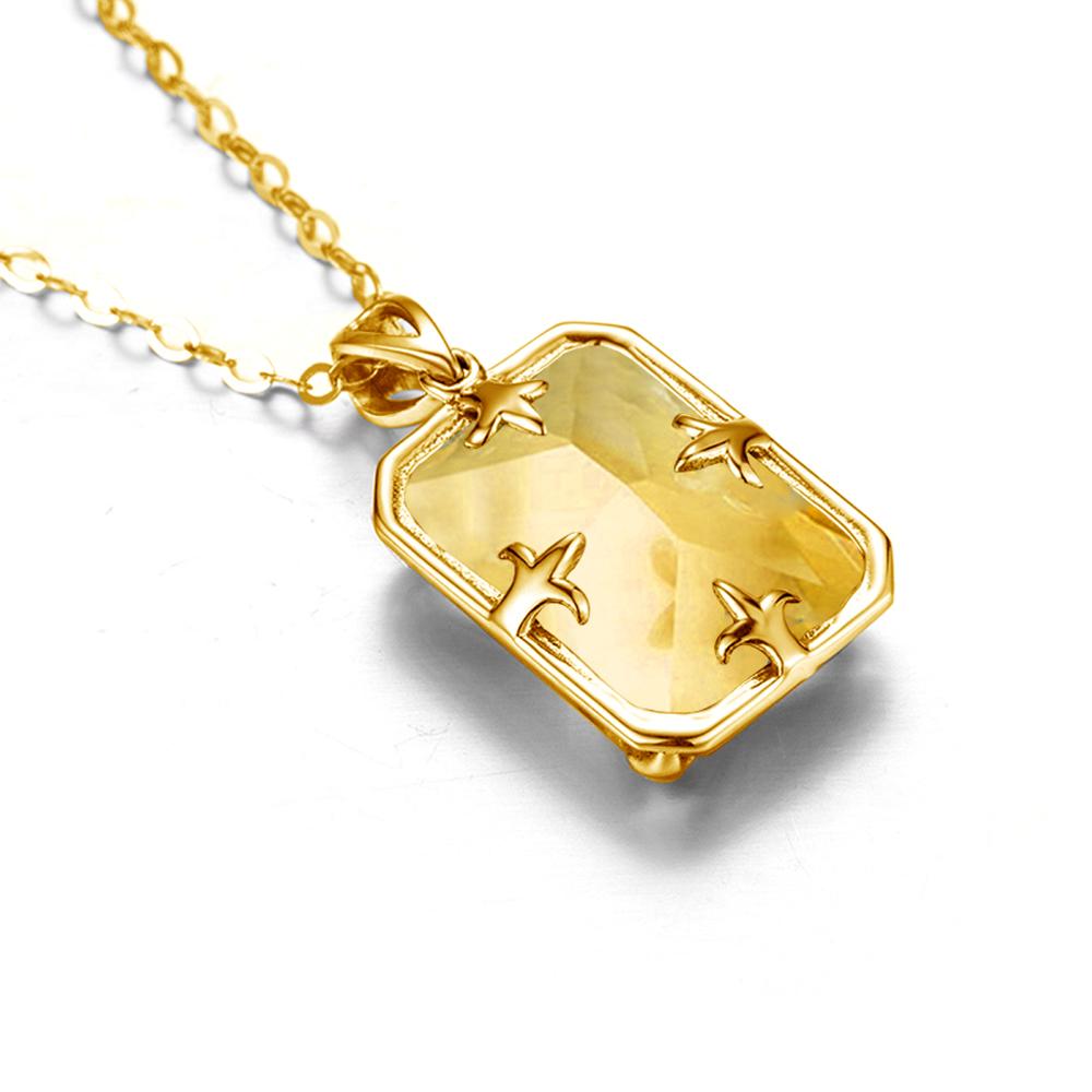 Edel Schmuck, Famous Brand Yellow Cristal Gemstone 14K Gold Silver Pendant 925 Sterling Silver Pendants Necklace Trendy Fine Jewelry Accessory