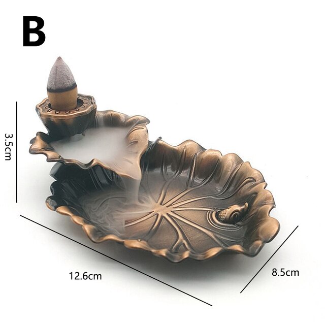 Lotus Leaf Backflow Stick Incense Burner Teahouse Burner Censer Ceramic Home Buddhist Hall Office Incense Decor Desktop Ornament