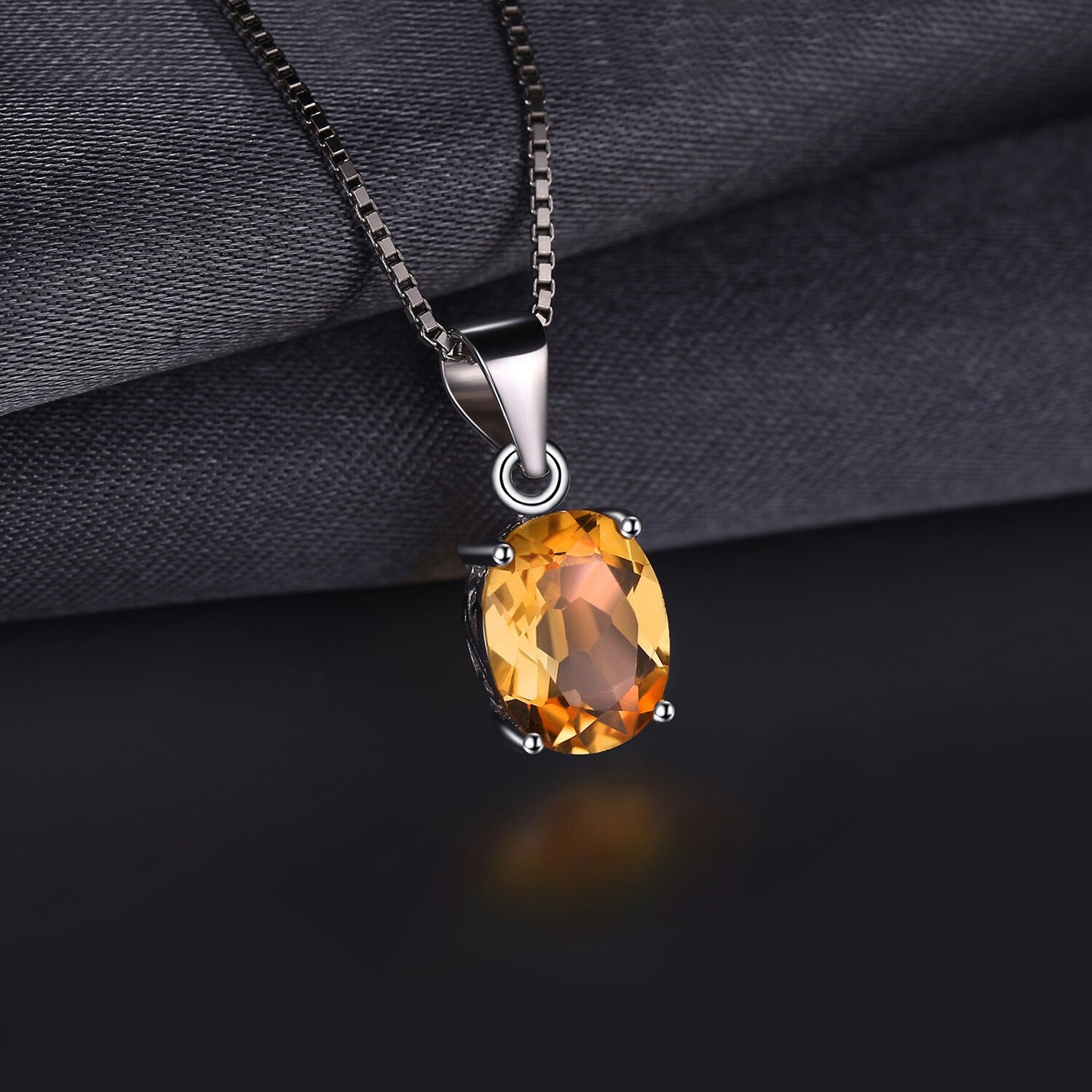 Edel Schmuck, JewelryPalace Oval Yellow Genuine Natural Citrine 925 Sterling Silver Pendant Necklace Gemstone Necklace for Women No Chain, equivalent