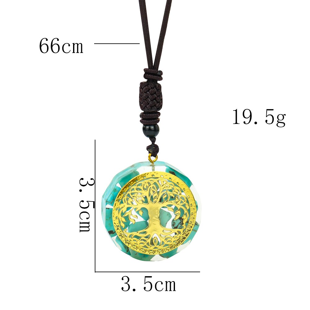 Orgone Tree of Life Necklace Energy Stone Orgonite Pendant Synthetic Kallaite Reiki Healing Chakra Meditation Woman Jewelry Gift
