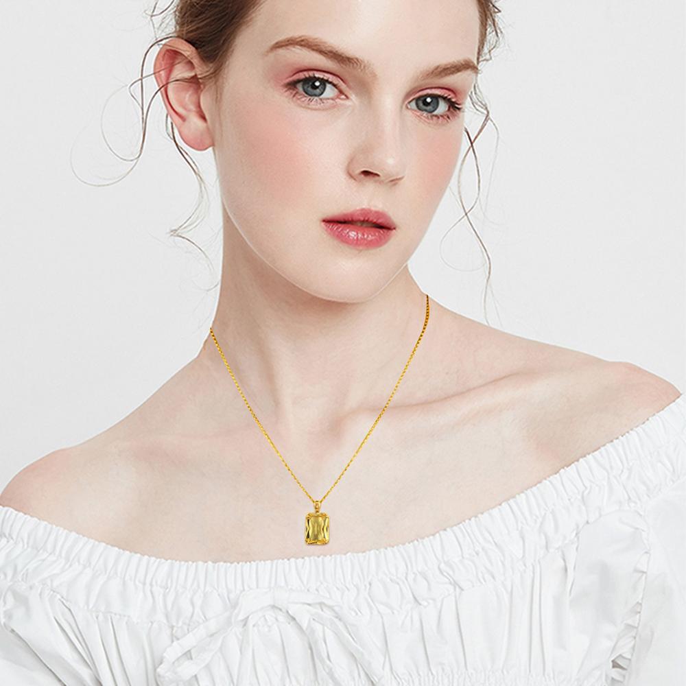 Edel Schmuck, Famous Brand Yellow Cristal Gemstone 14K Gold Silver Pendant 925 Sterling Silver Pendants Necklace Trendy Fine Jewelry Accessory