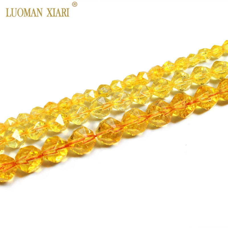 100% Natural Faceted Citrines Beads Yellow Crystal Round Stone Beads For Jewelry Making DIY Bracelet 6/8/10 mm