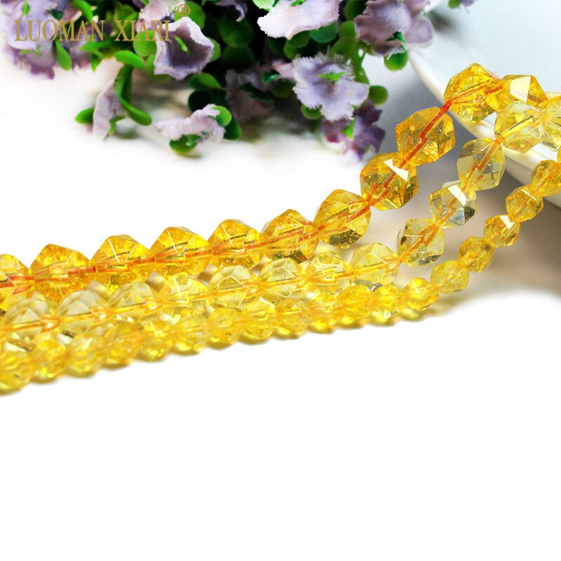 100% Natural Faceted Citrines Beads Yellow Crystal Round Stone Beads For Jewelry Making DIY Bracelet 6/8/10 mm