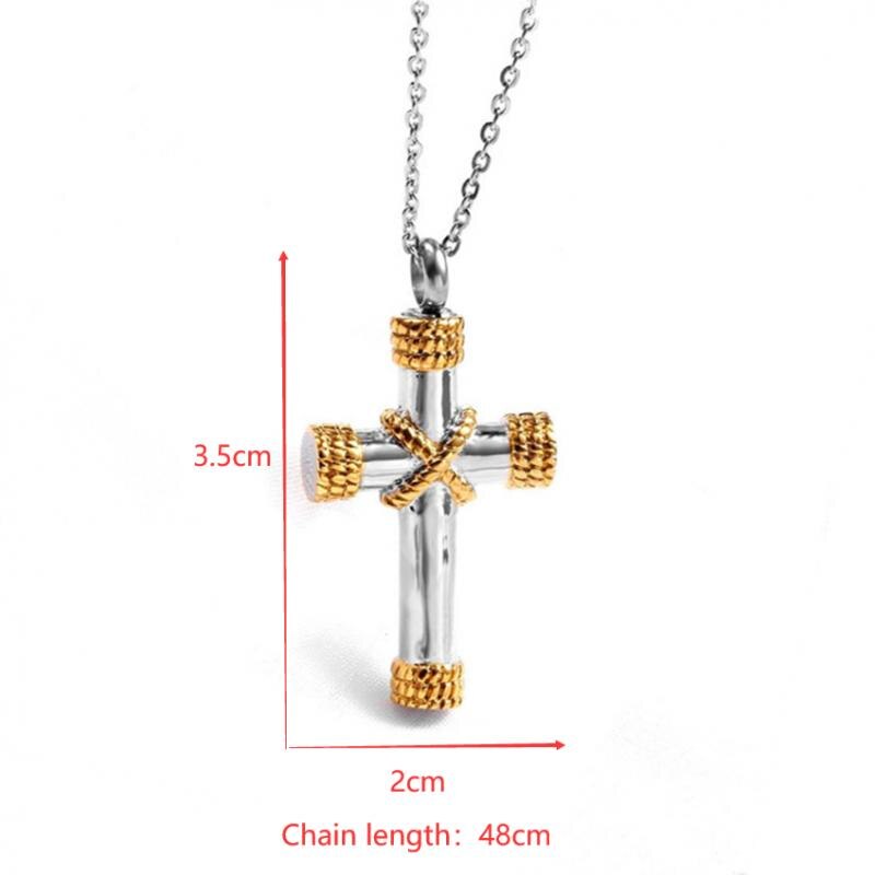 High Quality Metal Funeral Cremation Cross Pendant Urn Necklace for Ashes Memorial Jewelry