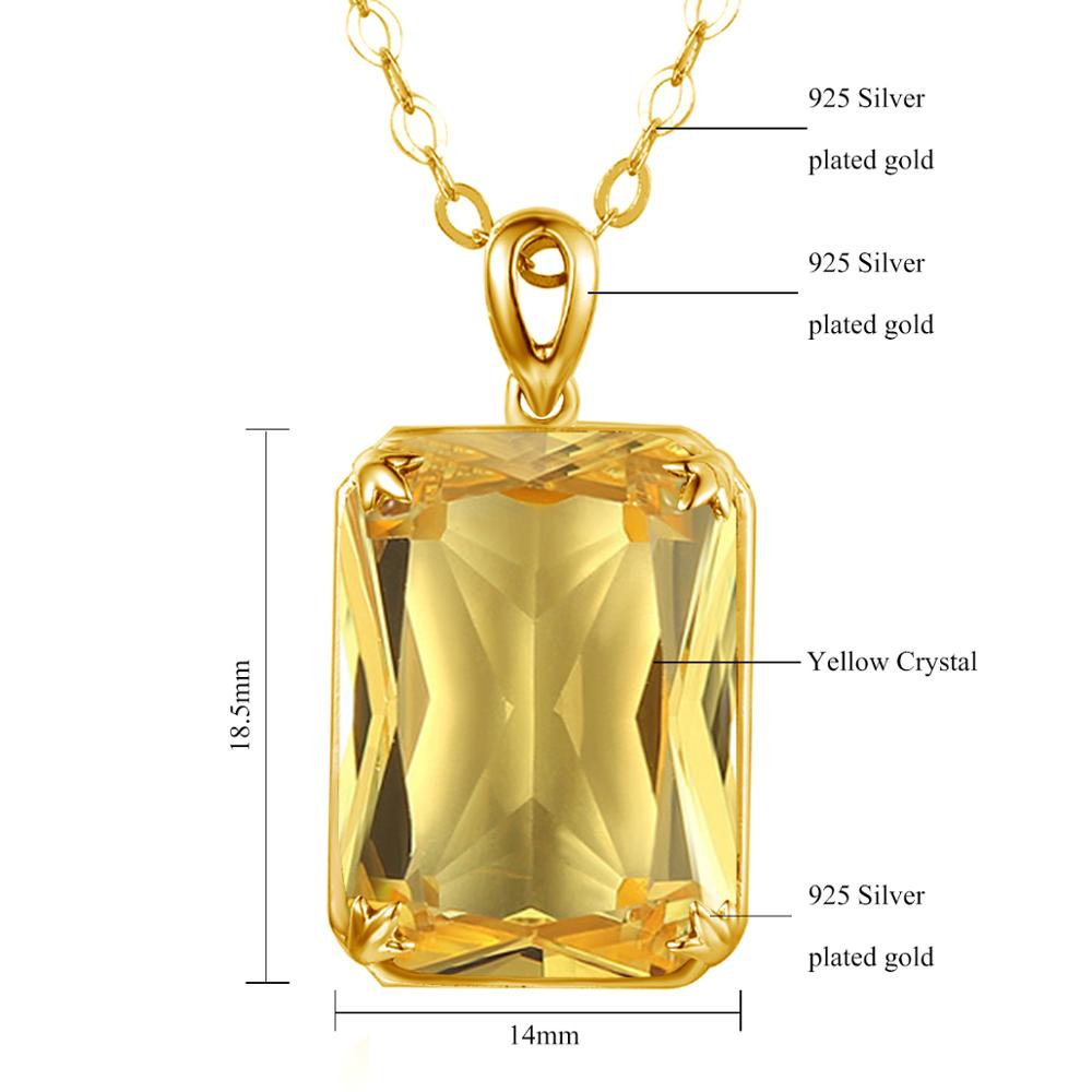 Edel Schmuck, Famous Brand Yellow Cristal Gemstone 14K Gold Silver Pendant 925 Sterling Silver Pendants Necklace Trendy Fine Jewelry Accessory