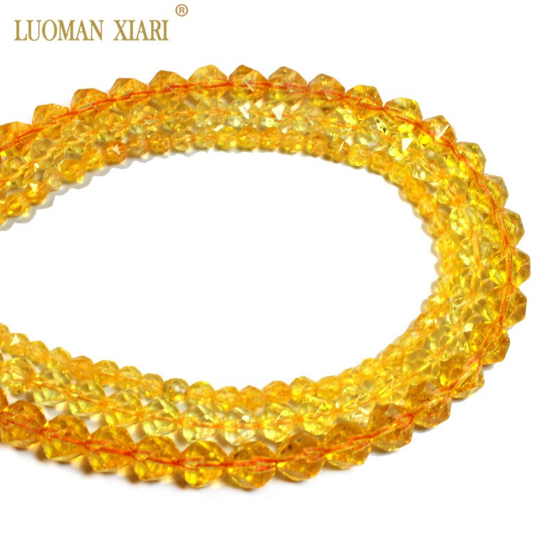 100% Natural Faceted Citrines Beads Yellow Crystal Round Stone Beads For Jewelry Making DIY Bracelet 6/8/10 mm