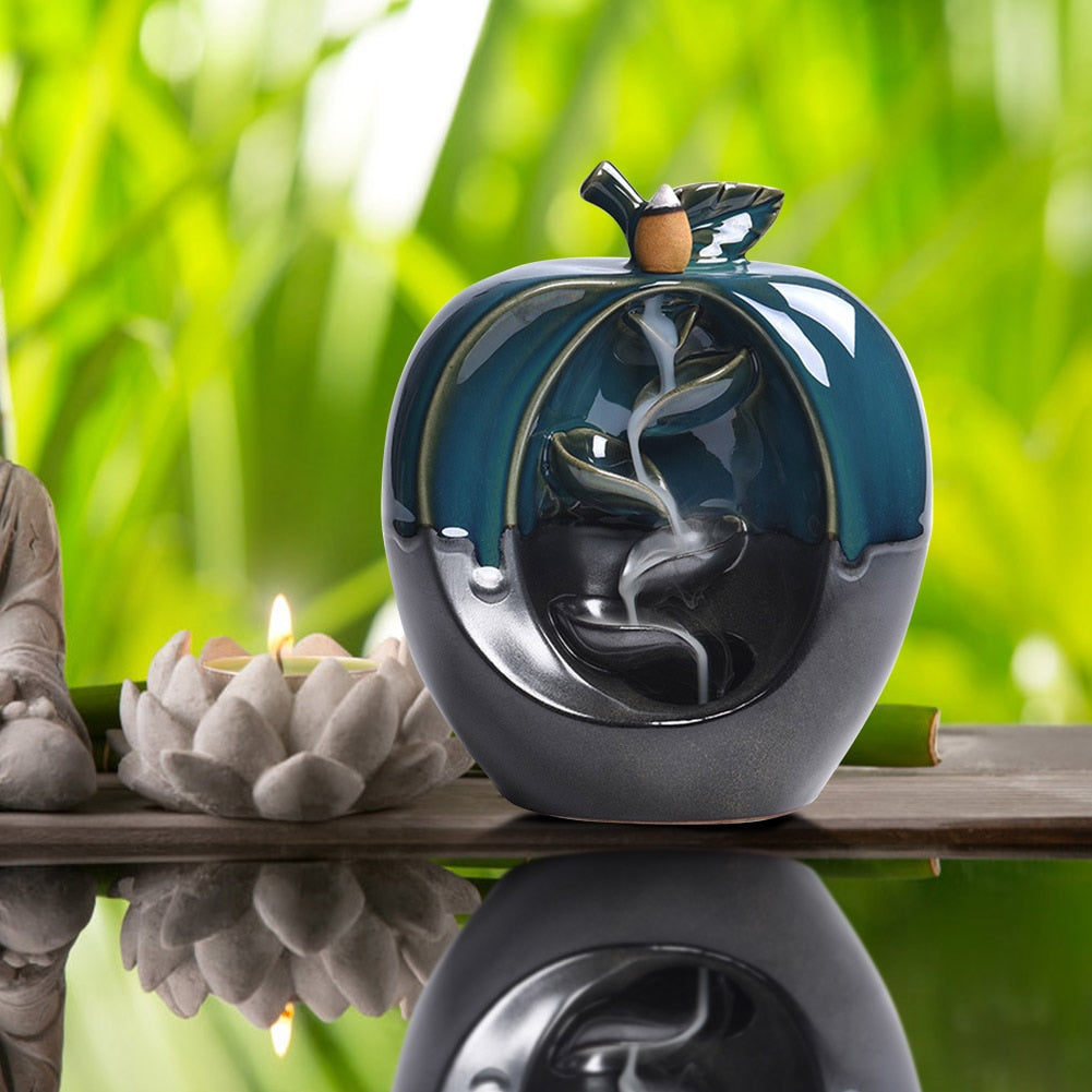 Backflow Incense Ceramic Burner Fragrance Holder Aromatherapy Furnace Home Decor Backflow Waterfall Smoke Incense Burner