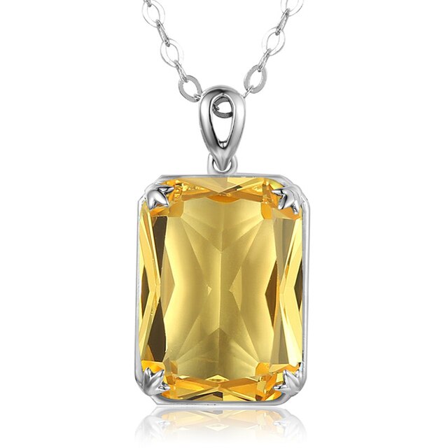 Edel Schmuck, Famous Brand Yellow Cristal Gemstone 14K Gold Silver Pendant 925 Sterling Silver Pendants Necklace Trendy Fine Jewelry Accessory