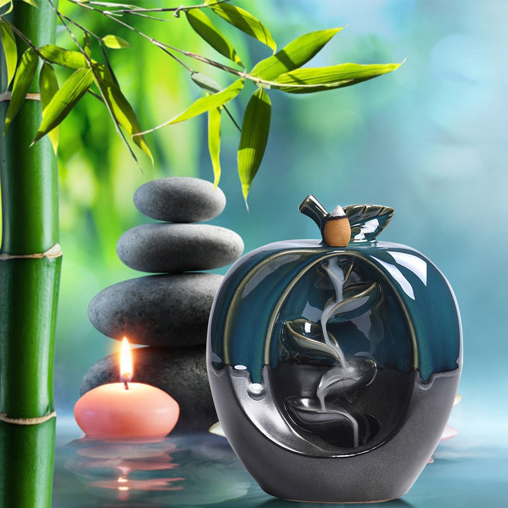 Backflow Incense Ceramic Burner Fragrance Holder Aromatherapy Furnace Home Decor Backflow Waterfall Smoke Incense Burner