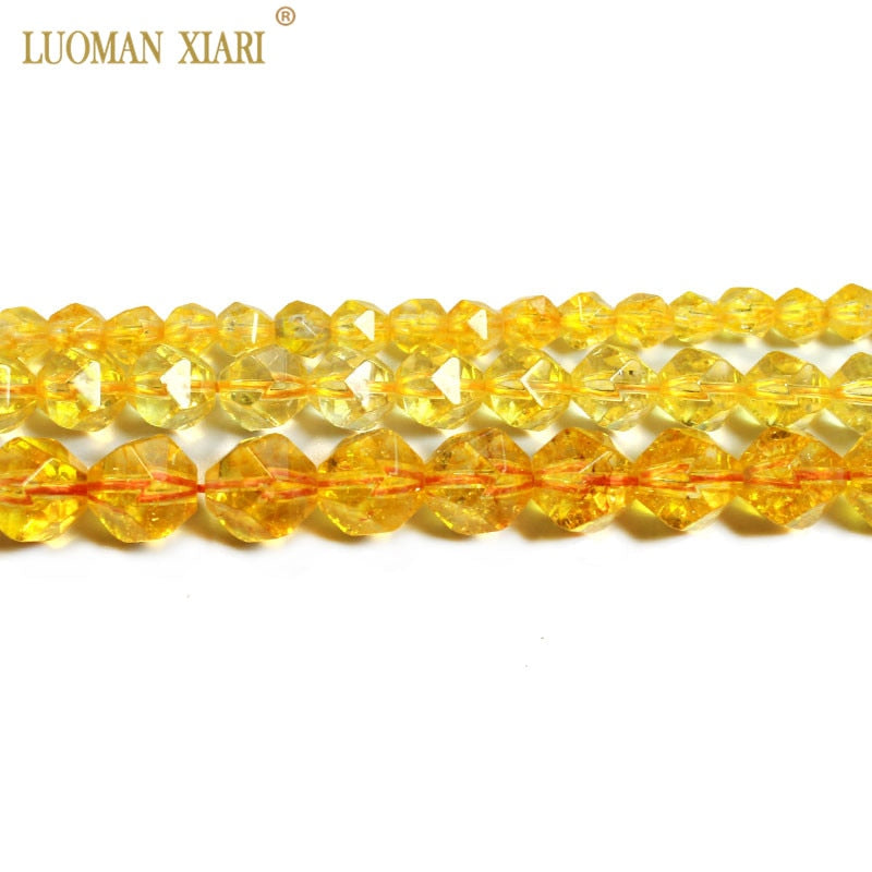 100% Natural Faceted Citrines Beads Yellow Crystal Round Stone Beads For Jewelry Making DIY Bracelet 6/8/10 mm