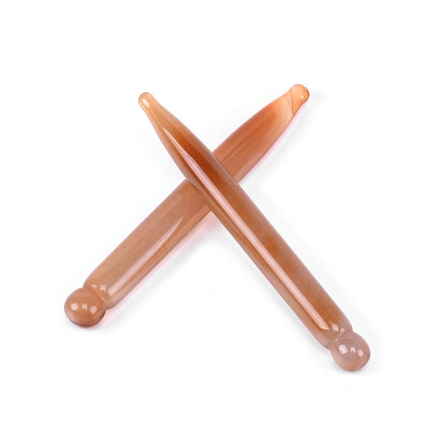 Massage Stick Acupoint Probe Jade Tool From Rose Quartz for Face Eye Shadow Body Pressing Energy Stone Needle