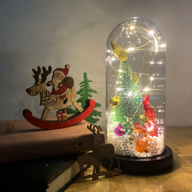 LED Enchanted Galaxy Rose Eternal 24K Gold Foil Flower with Fairy String Lights In Dome for Christmas Valentine's Day Gift