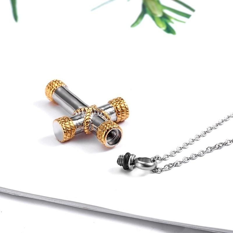 High Quality Metal Funeral Cremation Cross Pendant Urn Necklace for Ashes Memorial Jewelry