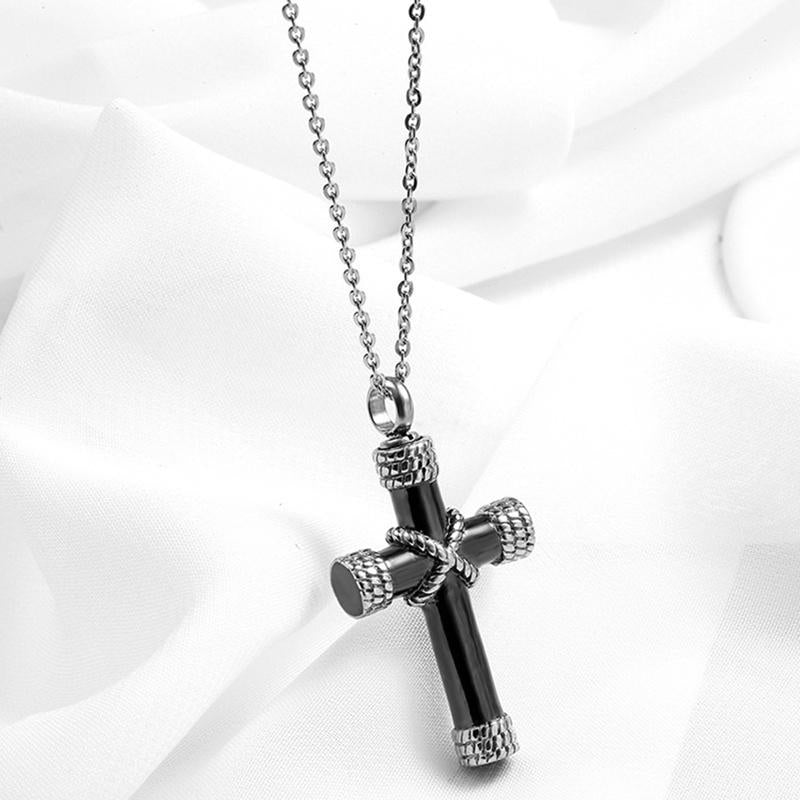 High Quality Metal Funeral Cremation Cross Pendant Urn Necklace for Ashes Memorial Jewelry