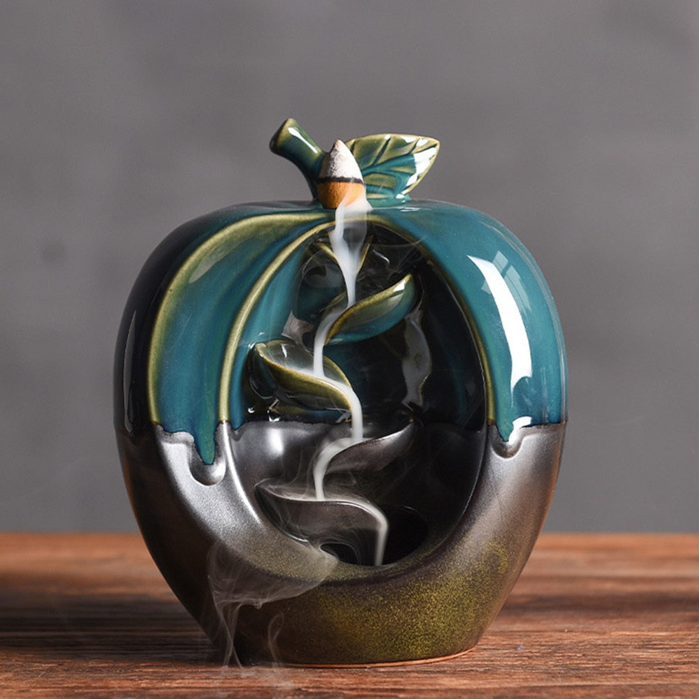 Backflow Incense Ceramic Burner Fragrance Holder Aromatherapy Furnace Home Decor Backflow Waterfall Smoke Incense Burner