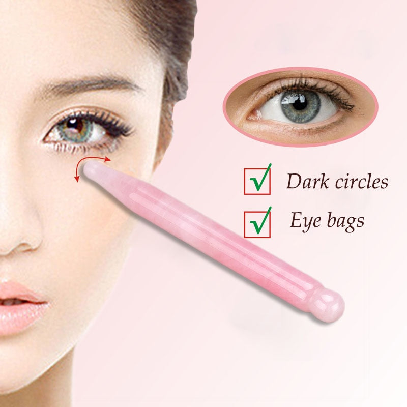 Massage Stick Acupoint Probe Jade Tool From Rose Quartz for Face Eye Shadow Body Pressing Energy Stone Needle