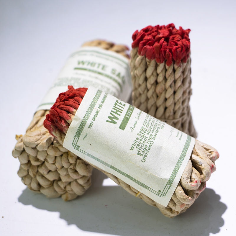 40 Pcs/Bundle, Räucherwerk, Hausreinigung, White Sage Rope Incense Set Nepalese Traditional White Sage Bundle Incense for therapy Meditation Ceremony