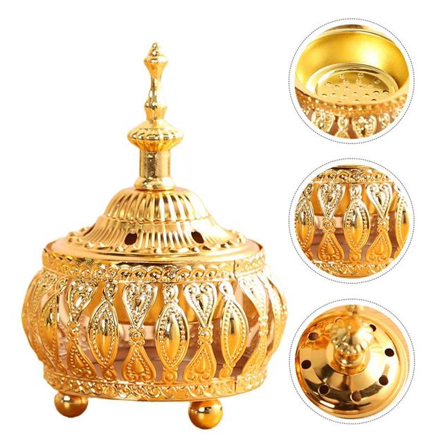 Incense Burner Holder Metal Censer Cone Arabian Stick Frankincense Vintage Bakhoor Coil Ash Catcher Iron Aromatherapy Fragrance