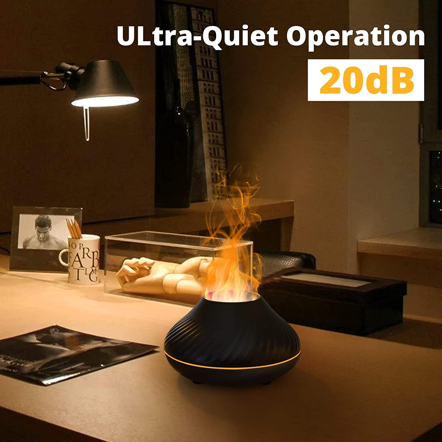 REUP Volcanic Flame Aroma Diffuser Essential Oil Lamp 130ml USB Portable Air Humidifier with Color Night Light Fragrance Home
