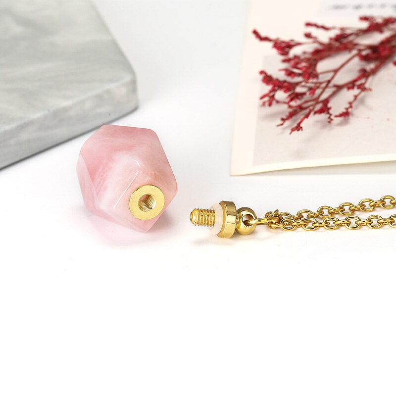 Schutz Amulett ⭐⭐⭐⭐⭐ JD Natural Stone Quartz Perfume Bottle Pendants Faceted Rainbow Jasper Pink Quartz Amethyst Charm Necklace