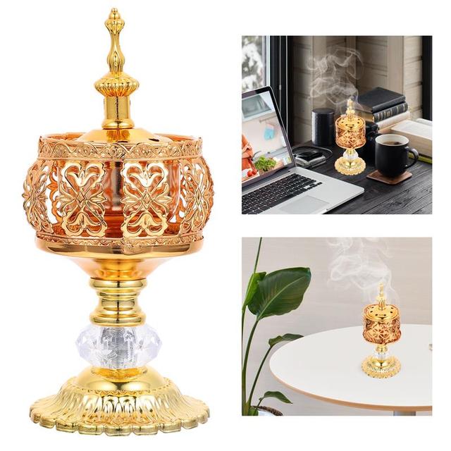 Incense Burner Holder Metal Censer Cone Arabian Stick Frankincense Vintage Bakhoor Coil Ash Catcher Iron Aromatherapy Fragrance