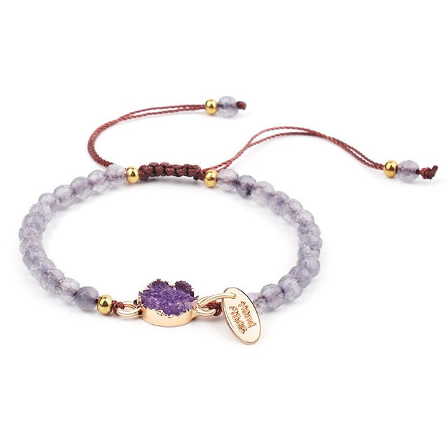 Natural Crystals Chakras Beads Bracelet Irregular Cross Section Weaving Rope Bracelets Jewelry For Women Meditation Jewelry Gift