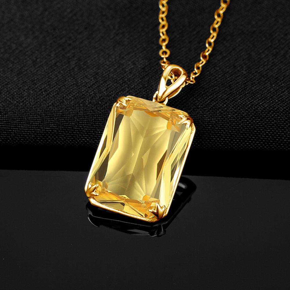 Edel Schmuck, Famous Brand Yellow Cristal Gemstone 14K Gold Silver Pendant 925 Sterling Silver Pendants Necklace Trendy Fine Jewelry Accessory