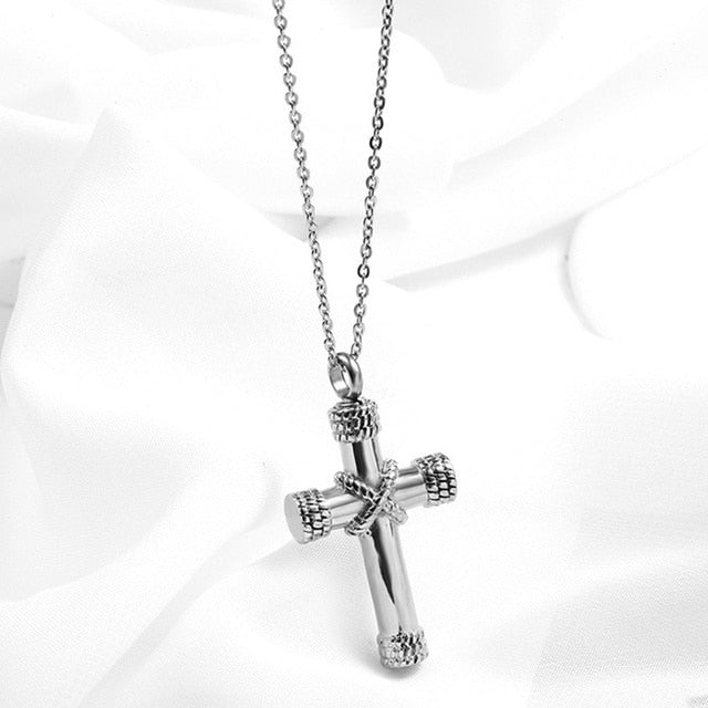 High Quality Metal Funeral Cremation Cross Pendant Urn Necklace for Ashes Memorial Jewelry