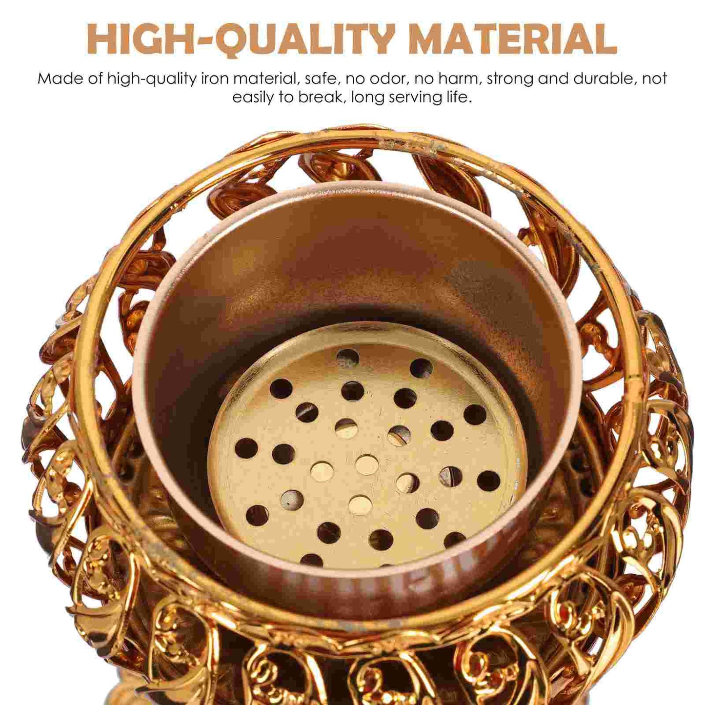 Incense Burner Holder Metal Censer Cone Arabian Stick Frankincense Vintage Bakhoor Coil Ash Catcher Iron Aromatherapy Fragrance