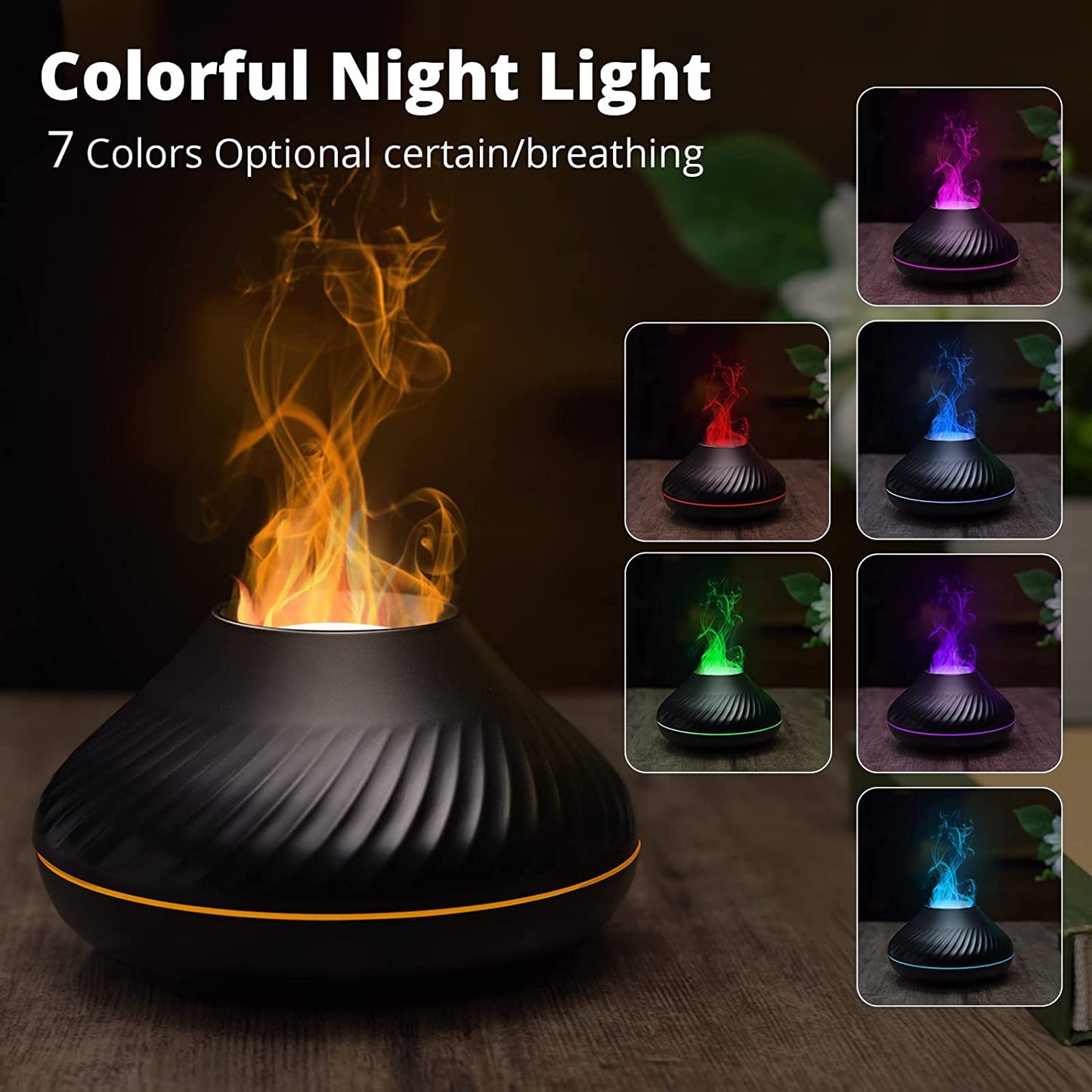 REUP Volcanic Flame Aroma Diffuser Essential Oil Lamp 130ml USB Portable Air Humidifier with Color Night Light Fragrance Home
