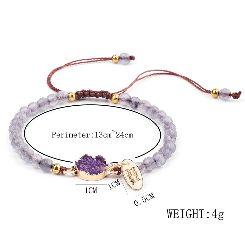 Natural Crystals Chakras Beads Bracelet Irregular Cross Section Weaving Rope Bracelets Jewelry For Women Meditation Jewelry Gift