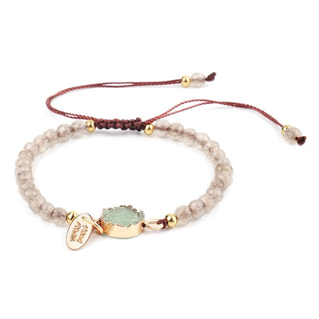 Natural Crystals Chakras Beads Bracelet Irregular Cross Section Weaving Rope Bracelets Jewelry For Women Meditation Jewelry Gift
