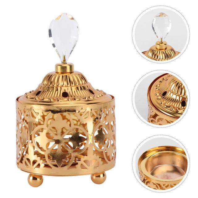 Incense Burner Holder Metal Censer Cone Arabian Stick Frankincense Vintage Bakhoor Coil Ash Catcher Iron Aromatherapy Fragrance