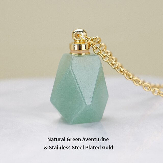 Schutz Amulett ⭐⭐⭐⭐⭐ JD Natural Stone Quartz Perfume Bottle Pendants Faceted Rainbow Jasper Pink Quartz Amethyst Charm Necklace