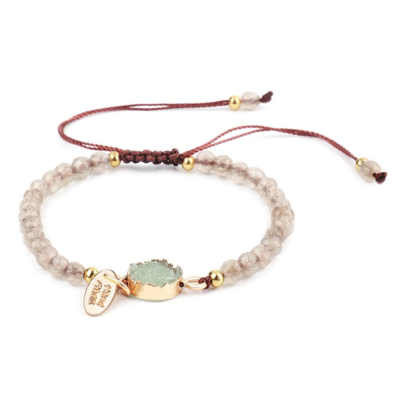 Natural Crystals Chakras Beads Bracelet Irregular Cross Section Weaving Rope Bracelets Jewelry For Women Meditation Jewelry Gift