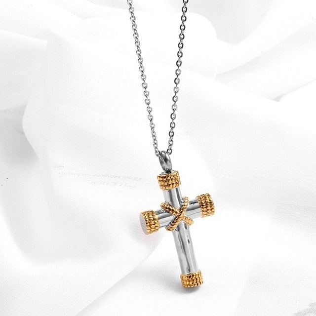 High Quality Metal Funeral Cremation Cross Pendant Urn Necklace for Ashes Memorial Jewelry