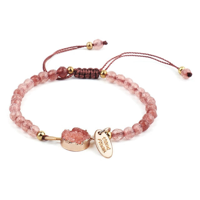 Natural Crystals Chakras Beads Bracelet Irregular Cross Section Weaving Rope Bracelets Jewelry For Women Meditation Jewelry Gift