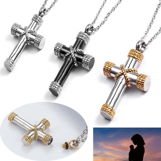 High Quality Metal Funeral Cremation Cross Pendant Urn Necklace for Ashes Memorial Jewelry