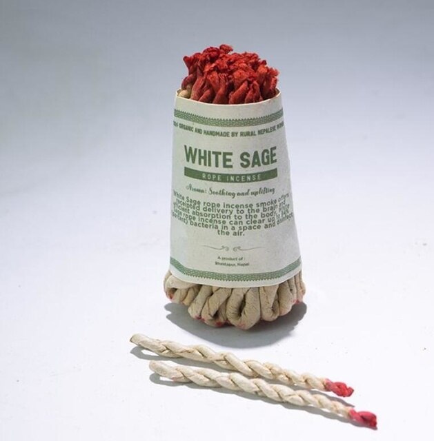 40 Pcs/Bundle, Räucherwerk, Hausreinigung, White Sage Rope Incense Set Nepalese Traditional White Sage Bundle Incense for therapy Meditation Ceremony
