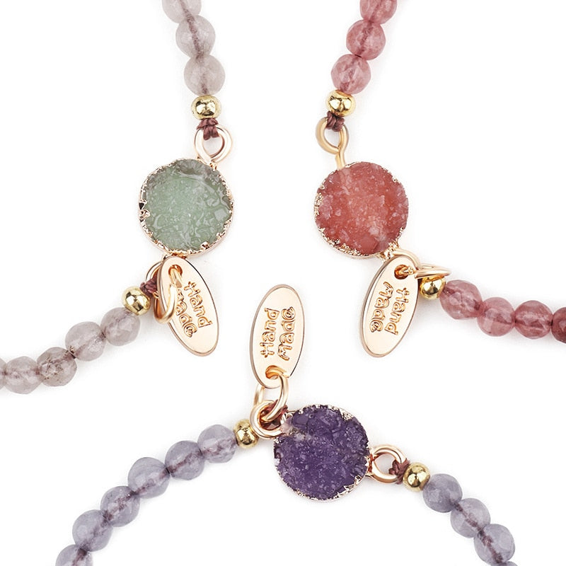 Natural Crystals Chakras Beads Bracelet Irregular Cross Section Weaving Rope Bracelets Jewelry For Women Meditation Jewelry Gift