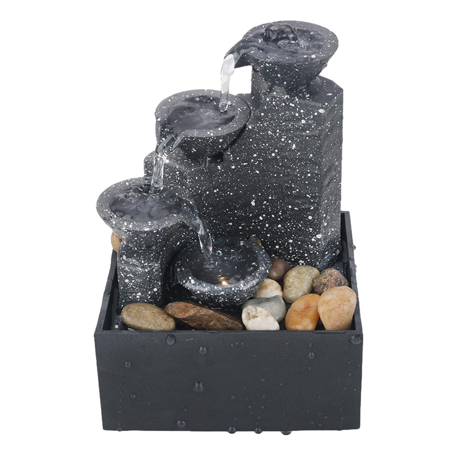 Tabletop Fountain Ornaments With LED Lights Rock Falls Indoor Waterfall Calming Relaxing Water Sound Small Desktop Fountains