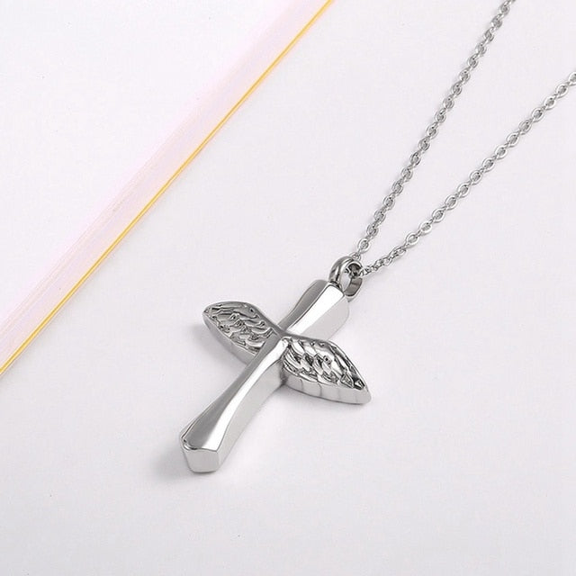 High Quality Metal Funeral Cremation Cross Pendant Urn Necklace for Ashes Memorial Jewelry