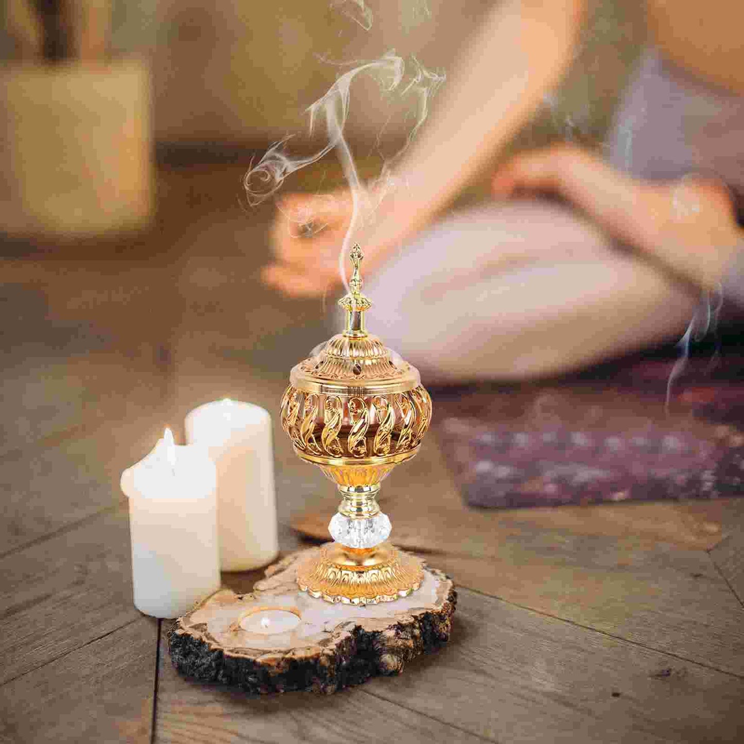 Incense Burner Holder Metal Censer Cone Arabian Stick Frankincense Vintage Bakhoor Coil Ash Catcher Iron Aromatherapy Fragrance